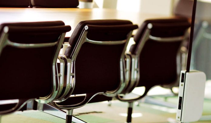 Contemporary boardroom is ready for the next board meeting