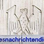 The main entrance of Germany’s intelligence agency Bundesnachrichtendienst (BND) headquarters is pictured in Pullach