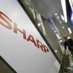 Sharp’s logo is seen at an electronic shop in Tokyo