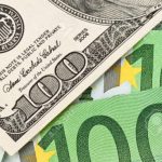 euro banknotes and dollar.