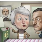 yellen teaching draghi how to print money funny photo