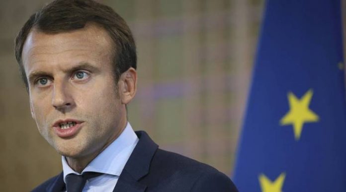 Outgoing French Economy Minister Macron attends a news conference after his resignation