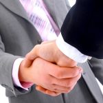 handshake isolated on white background.