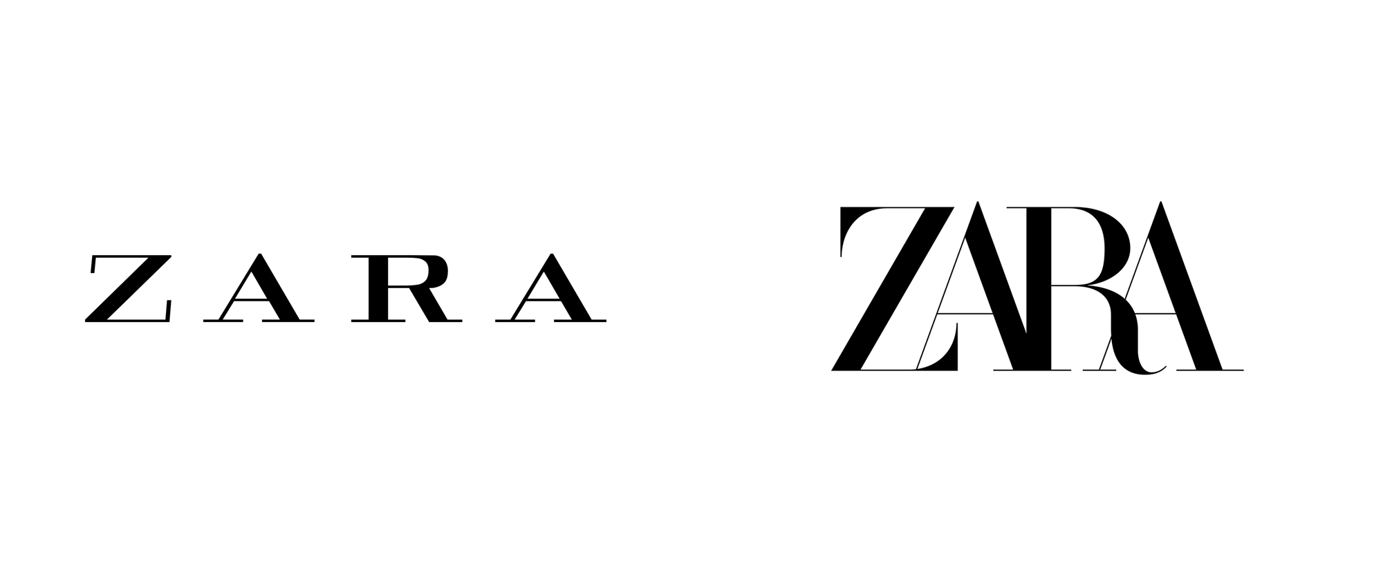 zara 2019 logo before after