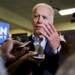 Democratic 2020 U.S. presidential candidate and former Vice President Joe Biden speaks to members of the press at an event at Iowa Wesleyan University in Mount Pleasant