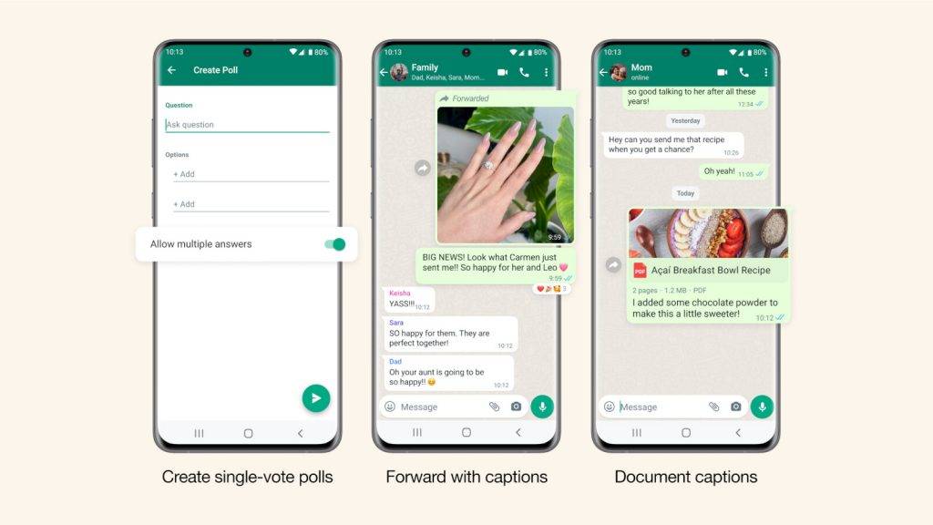 WhatsApp anketler ve altyazilar icin yeni ozellikler baslatti