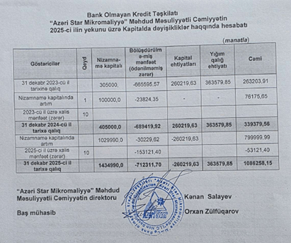 Azəri Star Mikromaliyyə BOKT MMC — sürətli böyümə, güclü kapital, parlaq perspektiv 4 azeristarhesabat4