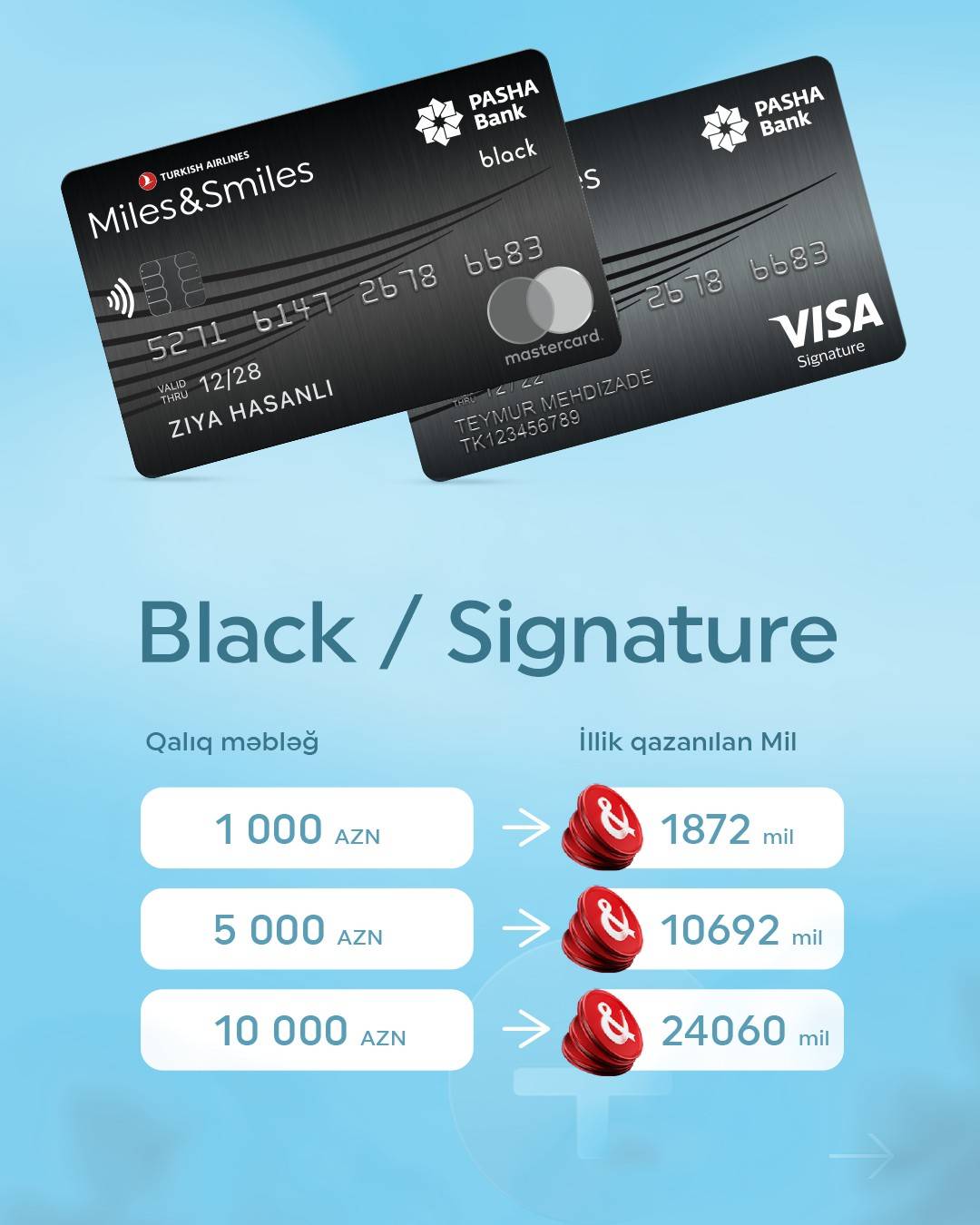 Xərcləmədən də mil qazanmaq mümkündür: “Miles&Smiles PAŞA Bank” kartlarında yeni funksionallıq 2 overnight mile new functionality miles smiles pasha bank cards jun 2026 03 black signature 2