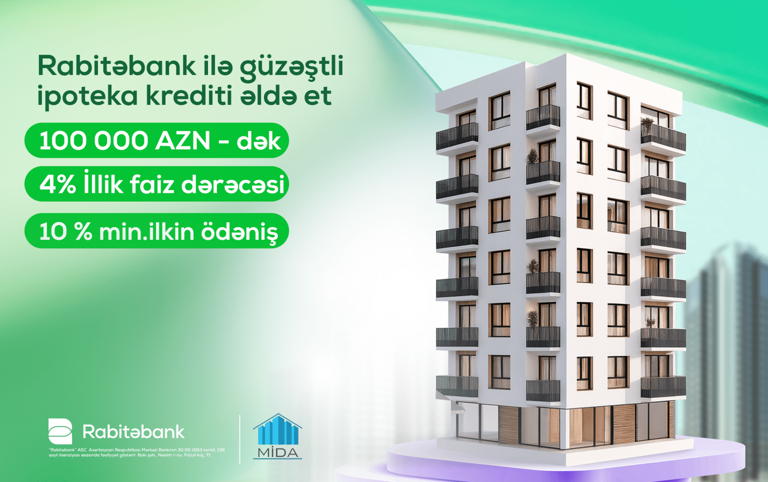 Rabitəbankdan “MİDA” xətti ilə güzəştli ipoteka imkanı